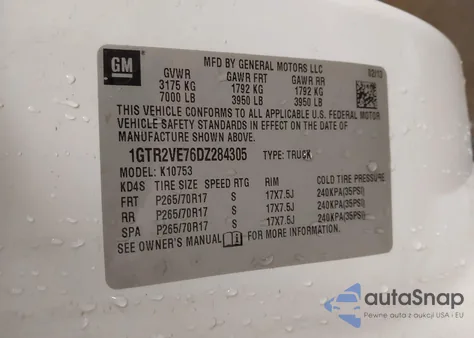 2013 GMC Sierra 1500 Sle from USA, damaged, VIN 1GTR2VE76DZ284305